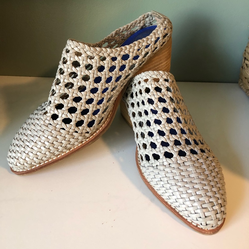 Gray Jeffery Cambell Leone woven mule bootie